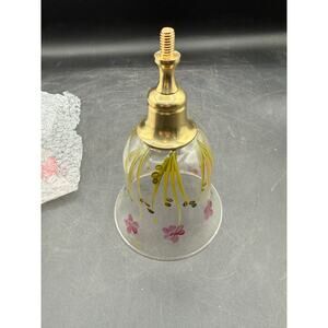 Vintage Clear Glass Peg Votive Candleholder Hand-Painted Floral Design